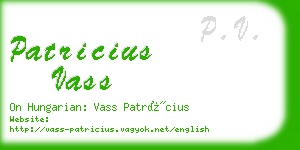 patricius vass business card